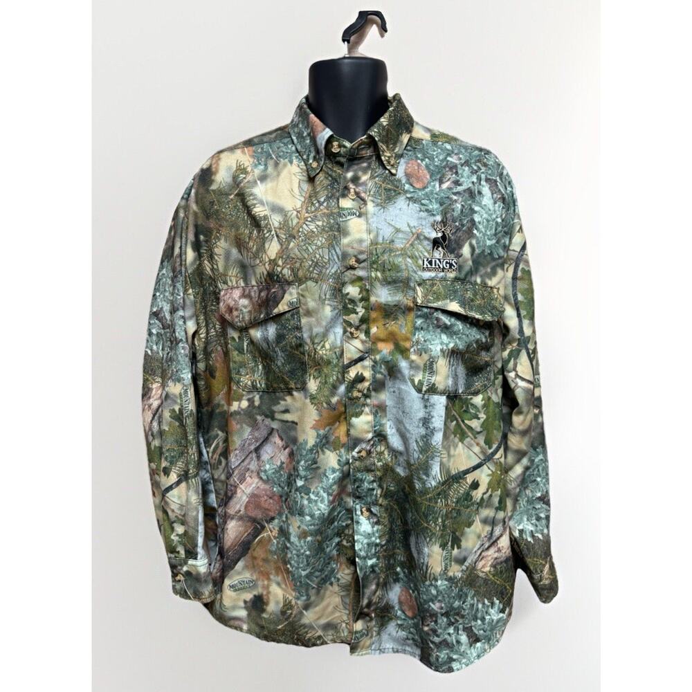 Kings Outdoor World Camo Shirt Mens Size Large Long Sleeve Button Down Hunting